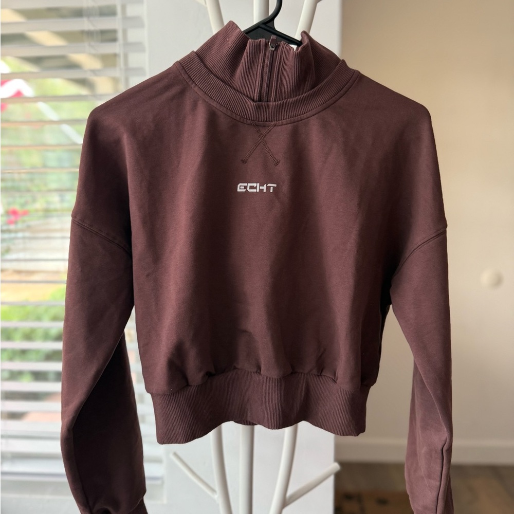 ECHT Chocolate High-Collar Cropped Top